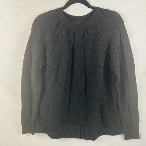 Jason Wu Black Oversized Cable Knit Herringbone Chevron Pattern Sweater Small - Picture 8 of 8